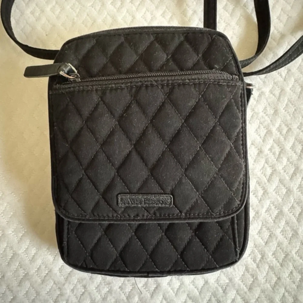Vera Bradley Black Quilted Messenger Crossbody Bag